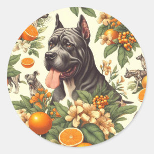 Sticker Rond Vintage Cane Corso sans mer