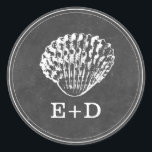 Sticker Rond Vintage Chalkboard Seashell Beach Mariage Favorise<br><div class="desc">Vintage Chalkboard Seashell Beach Wedding Favor Stickers.</div>