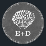 Sticker Rond Vintage Chalkboard Seashell Beach Mariage Favorise<br><div class="desc">Vintage Chalkboard Seashell Beach Wedding Favor Stickers.</div>