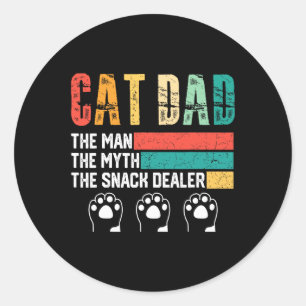 Sticker Rond Vintage Chat Papa L'Homme Le Mythe Snack Dealer Fe