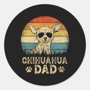 Sticker Rond Vintage Chihuahua Papa Amoureux de les chiens Père