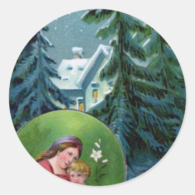 Sticker Rond Vintage Christmas (Devant)