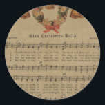 Sticker Rond Vintage Christmas Carol<br><div class="desc">This is a gorgeous vintage holiday pattern that’s perfect for holiday décor and toxine.</div>