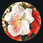 Sticker Rond Vintage Christmas Lilly<br><div class="desc">Illustration vintage de la carte de Noël victorienne.</div>