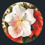 Sticker Rond Vintage Christmas Lilly<br><div class="desc">Illustration vintage de la carte de Noël victorienne.</div>