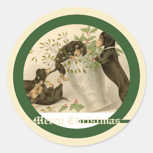 Sticker Rond Vintage Christmas Victorian (Devant)