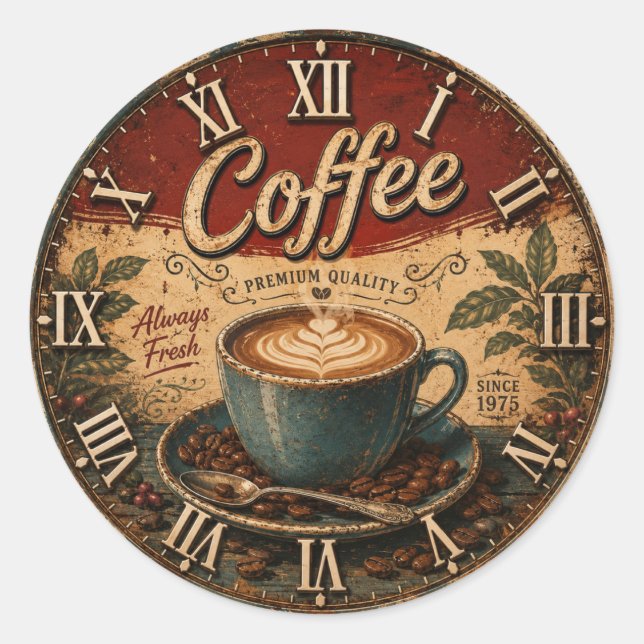 Sticker Rond Vintage Coffee  (Devant)