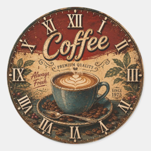 Sticker Rond Vintage Coffee  (Devant)