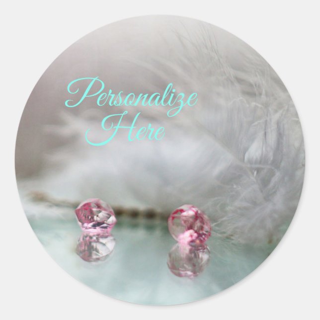 Sticker Rond Vintage coiffeuse gris rose turquoise (Devant)