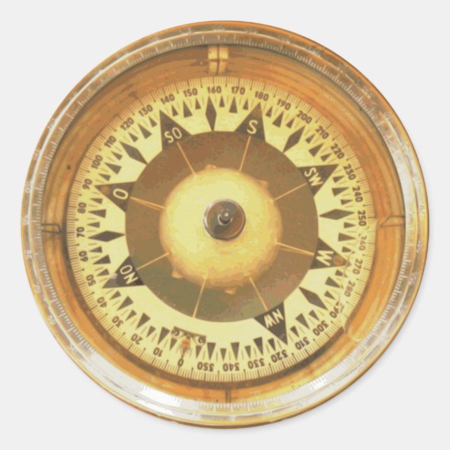 Sticker Rond Vintage Compas Marine (Devant)