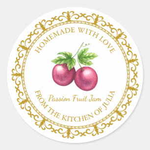 Sticker Rond Vintage confiture de fruits maison Passion Étiquet