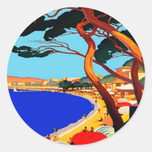 Sticker Rond Vintage Côte d'Azur Voyage en France