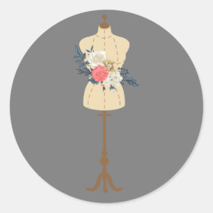 Sticker Rond Vintage couture robe mignonne