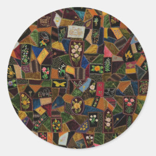 Sticker Rond Vintage Crazy Quilt