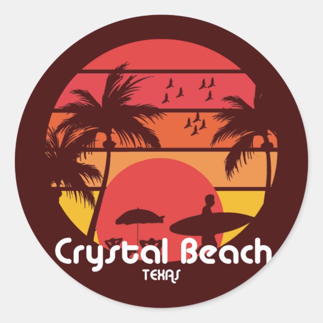 Sticker Rond Vintage Crystal Beach Texas (Devant)
