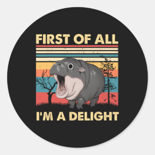 Sticker Rond Vintage d'abord de tout je suis un plaisir Moo Den