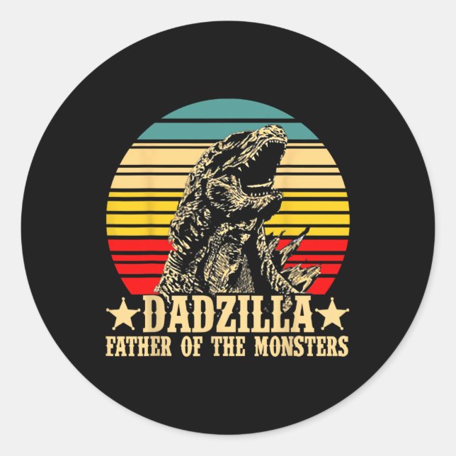 Sticker Rond Vintage Dadzilla Père Des Monstres (Devant)