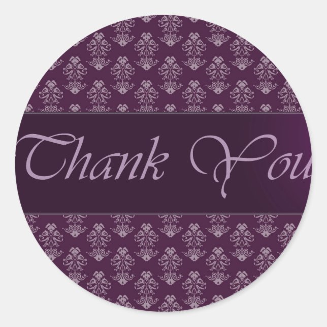 Sticker Rond Vintage Damask Merci Sticker/Seal (Devant)