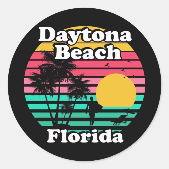 Sticker Rond Vintage Daytona Beach Floride (Devant)