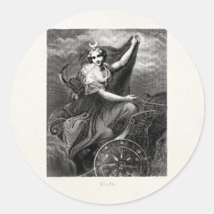 Sticker Rond Vintage déesse grecque Diana Artemis romaine antiq