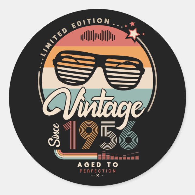 Sticker Rond Vintage depuis 1956 (Devant)