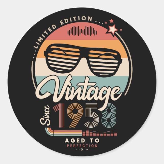 Sticker Rond Vintage depuis 1958 (Devant)