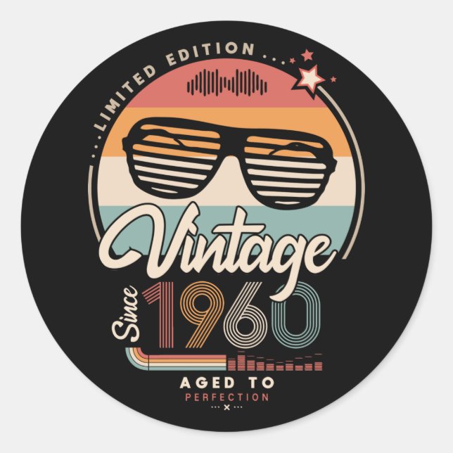 Sticker Rond Vintage depuis 1960 (Devant)
