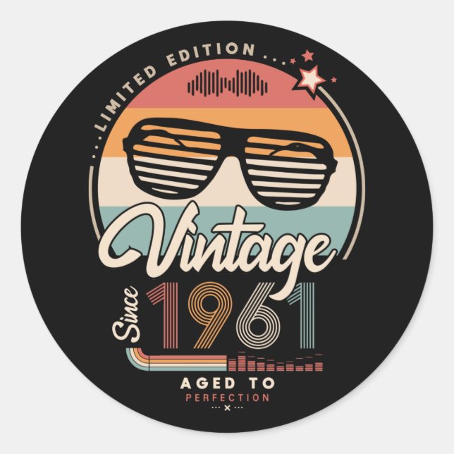 Sticker Rond Vintage depuis 1961 (Devant)