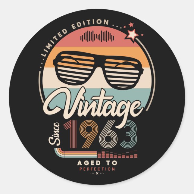 Sticker Rond Vintage depuis 1963 (Devant)