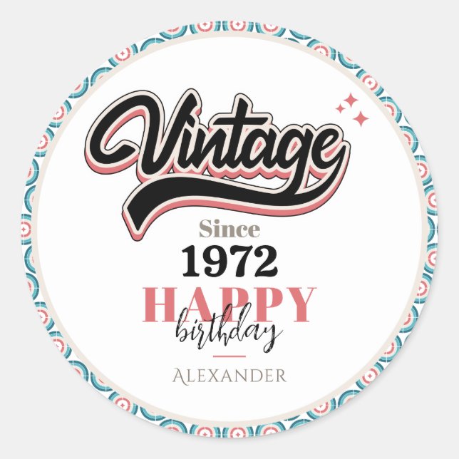 Sticker Rond Vintage depuis - 1972 (Devant)