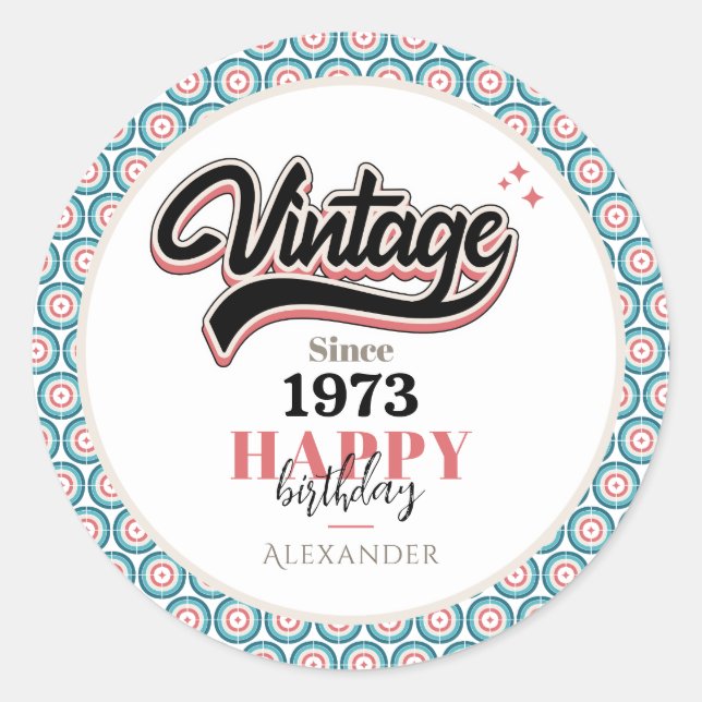 Sticker Rond Vintage depuis - 1973 (Devant)