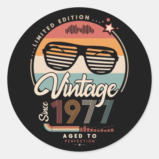 Sticker Rond Vintage depuis 1977 (Devant)