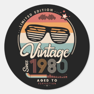 Sticker Rond Vintage depuis 1980