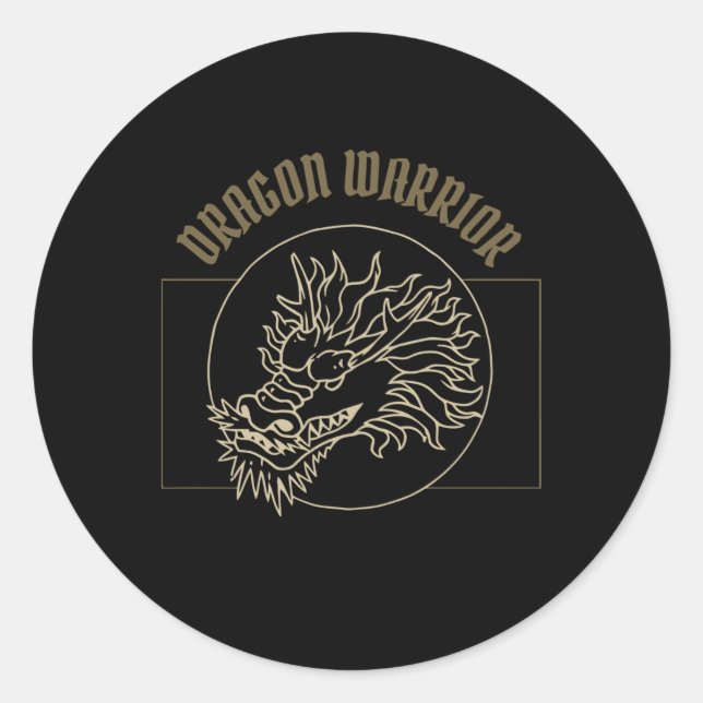 Sticker Rond Vintage Dragon Warrior (Devant)