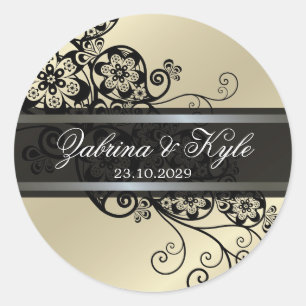 Sticker Rond Vintage Elégant Boho Floral Paisley Faveurs de mar