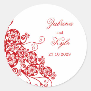 Sticker Rond Vintage Elégant Boho Floral Paisley Faveurs de mar