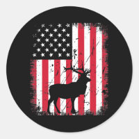 Vintage Elk US American Flag 4th Of July