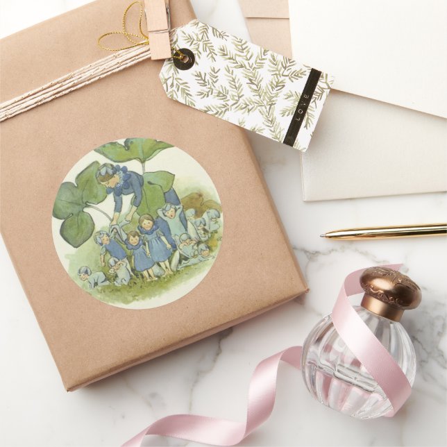 Sticker Rond Vintage Elsa Beskow Flower (Cadeaux)