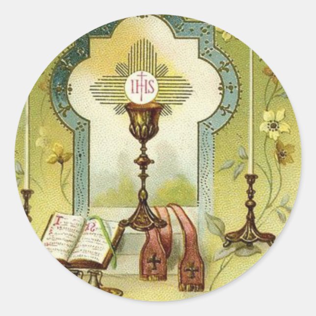 Sticker Rond Vintage Eucharistie autel Chalice bougies Mississi (Devant)