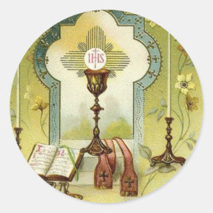 Sticker Rond Vintage Eucharistie autel Chalice bougies Mississi