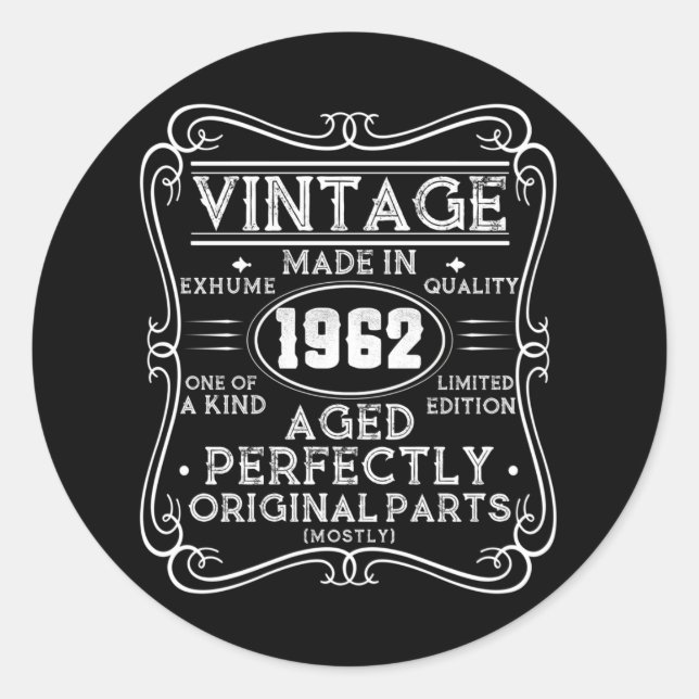 Sticker Rond Vintage Fabriqué En 1962 Retro Classic (Devant)