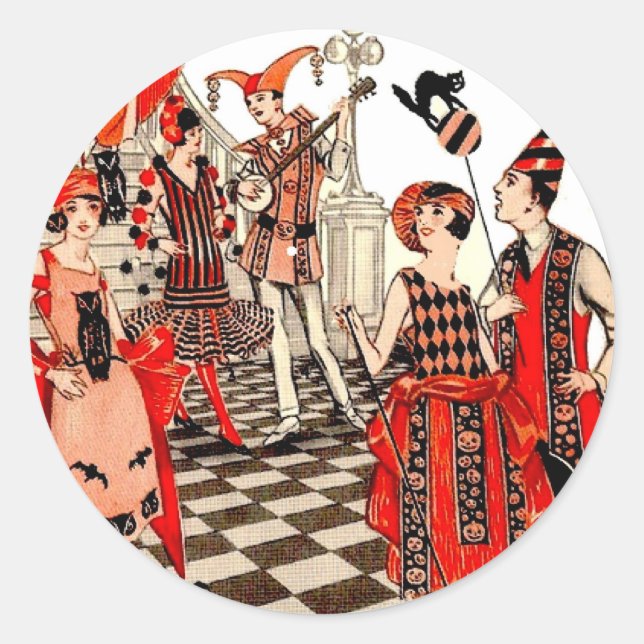 Sticker Rond Vintage fête d'Halloween (Devant)