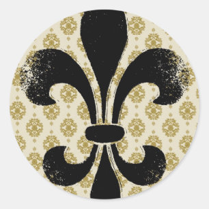 Sticker Rond Vintage Fleur de lis
