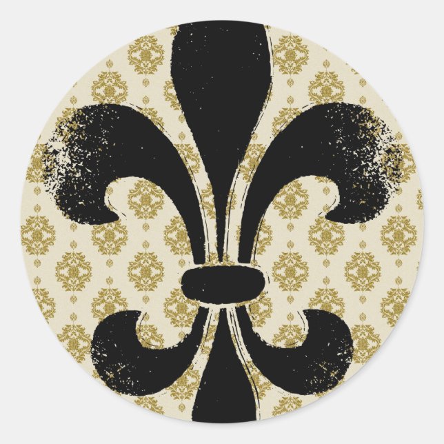 Sticker Rond Vintage Fleur de lis (Devant)