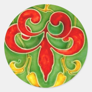Sticker Rond Vintage Fleur de Lis Arts Carrelage Artisanat Art