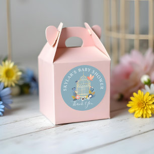 Sticker Rond Vintage Floral Birdcage bébé Bird Douche d'oiseaux