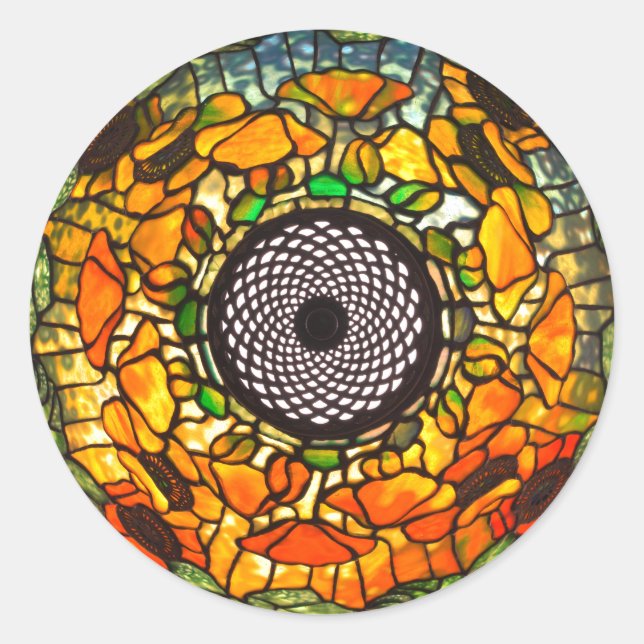 Sticker Rond Vintage floral en verre tendu (Devant)