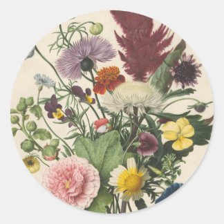 Sticker Rond Vintage Floral historique du XVIIe siècle
