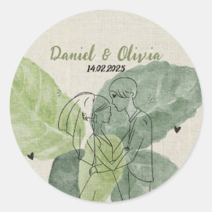 Sticker Rond Vintage Floral Rustic Mariage