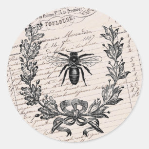Sticker Rond Vintage French Chic Honey Bee